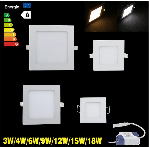 3W 4W 6W 9W 12W 15W 25W AC85~265V Cold white/warm white LED Ceiling LED Downlights Square Panel Lights Bulb SMD2835