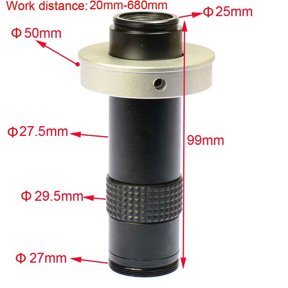 

Объектив промышленного видения с увеличением до 120 раз, объектив с C-образным креплением, стеклянный объектив с кольцевым адаптером 50 мм для промышленного микроскопа, камеры