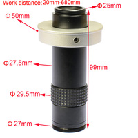 Industrial Vision Lens Max 120X Zoom Lens C-Mount Glass Lens with 50mm Ring Adapter for Industrial Microscope Camera