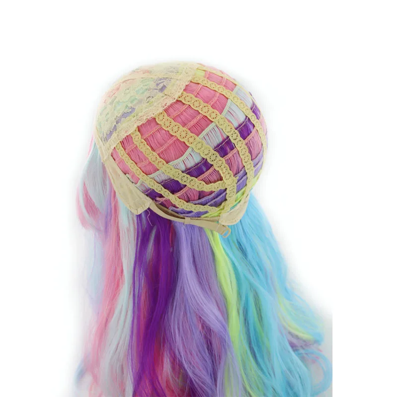 Similler-peluca sintética para mujer, pelo largo y rizado, Multicolor, de sirena, para fiesta, Cosplay, disfraz de Halloween