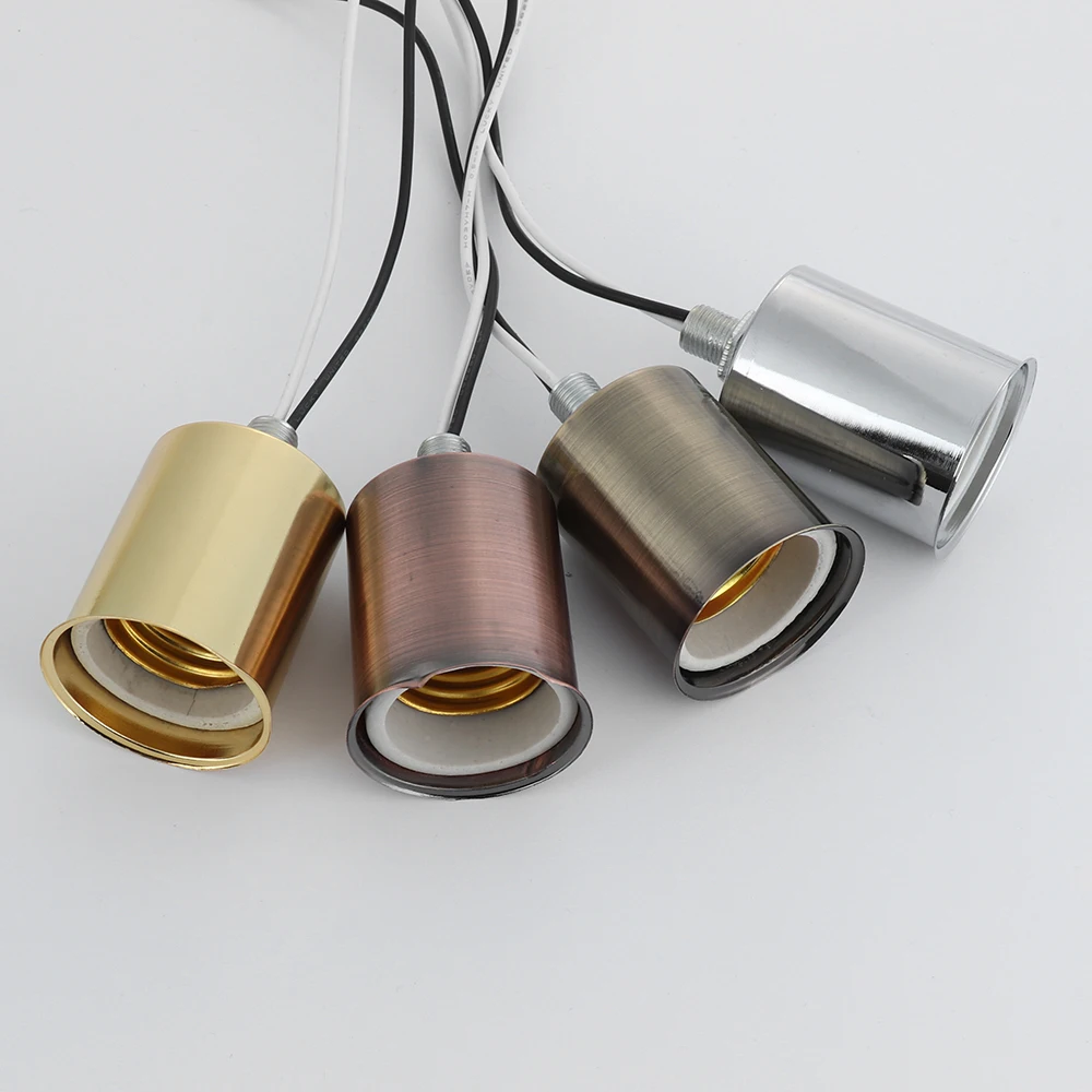 

Professional E27 E14 Ceramic Screw Light Base Metal Surface Round LED and Filament Lamp Holder Easy to Install Lamp Accessories