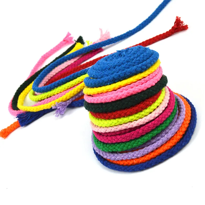 New 5mm DIY Hand Woven Cotton Rope 8 Strands Of Colored Cotton Rope 100% Cotton Cord Decoration Rope Drawstring Rope 26 Colors