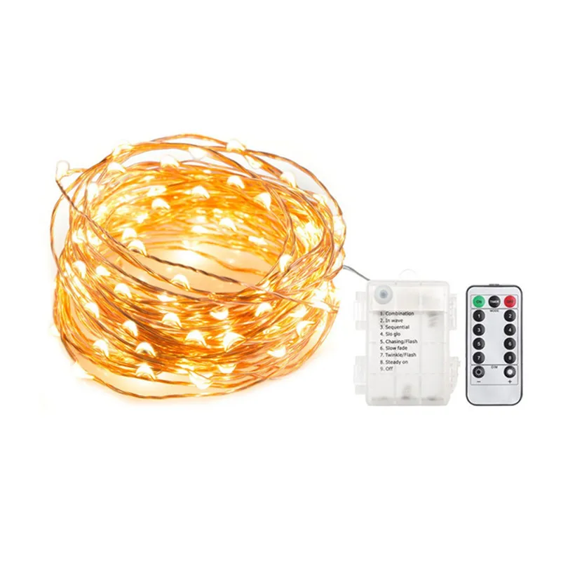 Guirnalda de luces LED navideña para decoración de jardín, guirnalda de hadas con batería o alimentación USB, 5/10/20m, para dormitorio y sala de