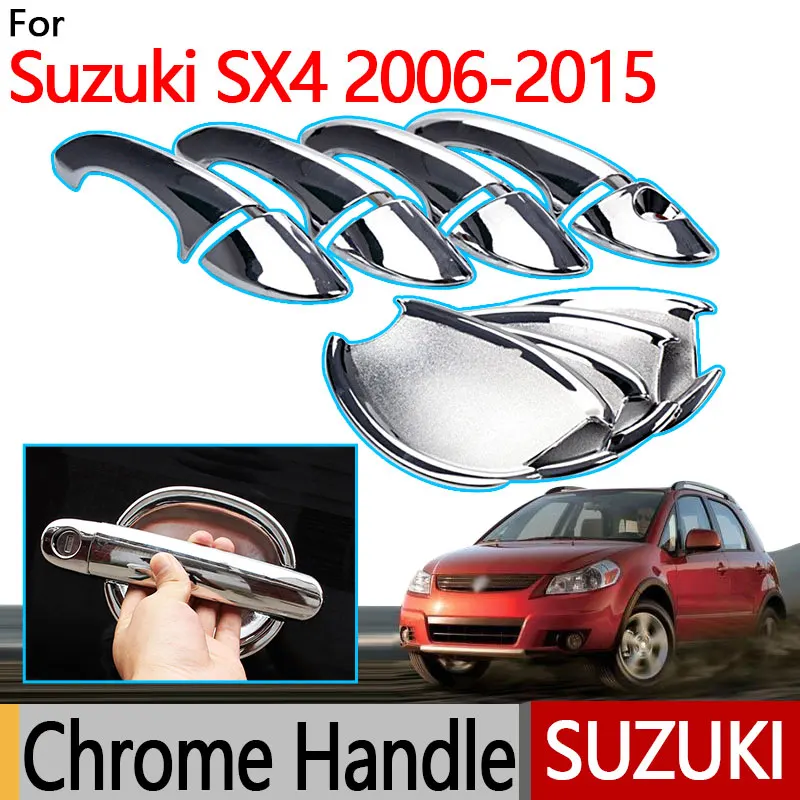 Dla Suzuki SX4 Akcesoria 2006-2013 Chromowane osłony klamek drzwi Fiat Sedici 2007 2008 2009 2010 2011 2012 Naklejki do stylizacji samochodów