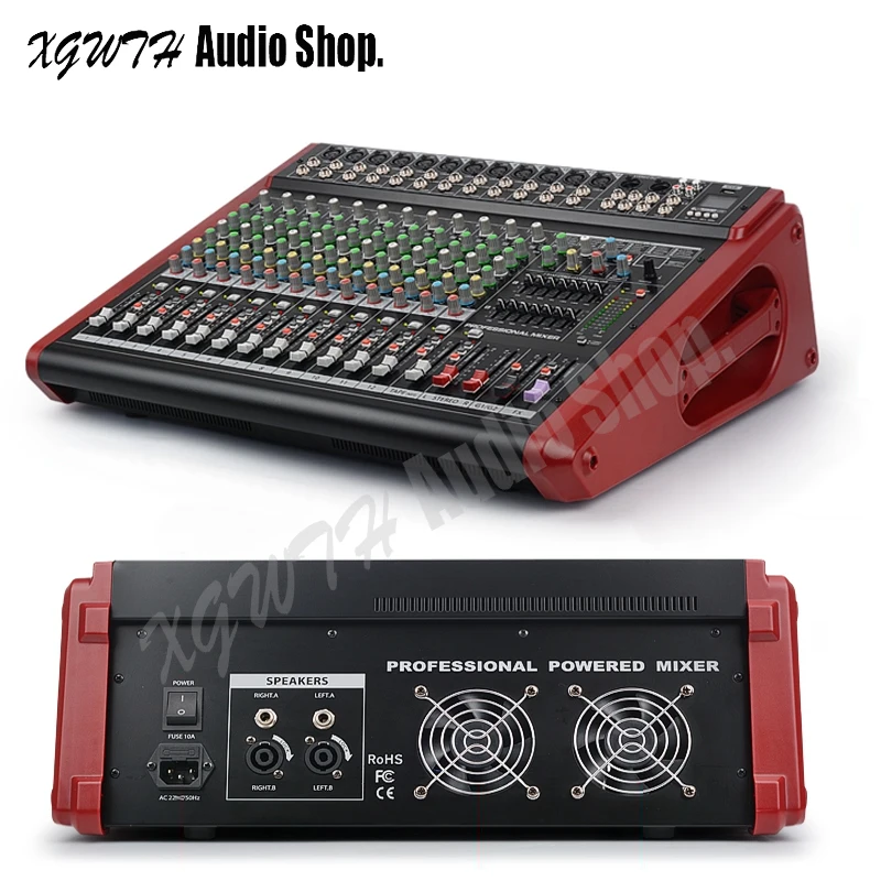 

12 Channel Amplifier Mixer Studio Audio Mixing Console High Power XGWTH Band with +48V Phantom Power Bluetooth USB Profession