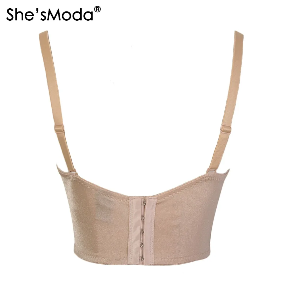 Imagem -03 - Shesmosmoda Nude Malha Renda Grânulo Bustier Pérolas Diamante Push up Night Club Bralette Sutiã Feminino Recortado Superior Colete Corconjunto Tamanho Grande