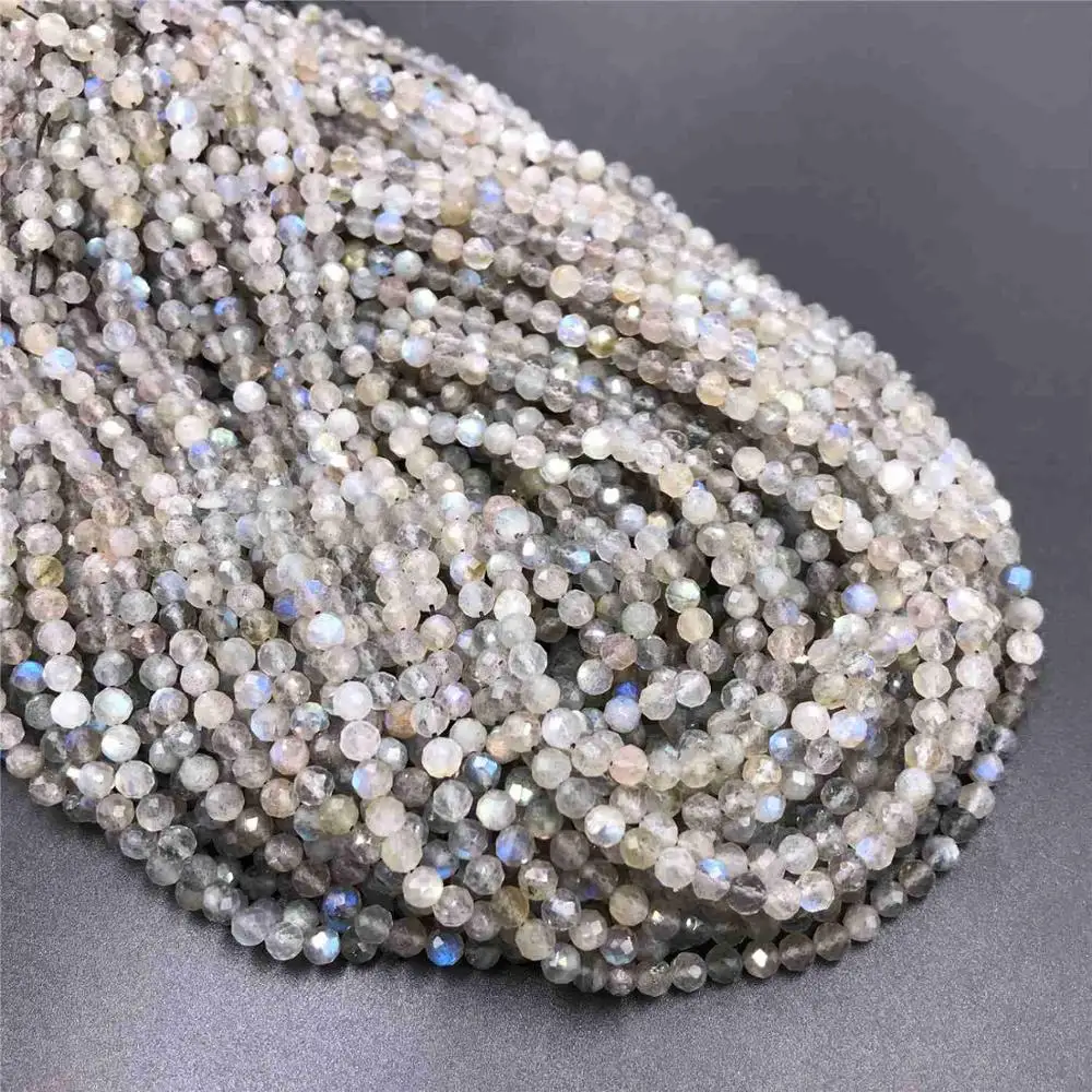 2 3 4mm beads Natural Small stone beads Micro Labradorite Faceted beads Small Loose Beads Jewelry Making Bracelets Necklaces diy