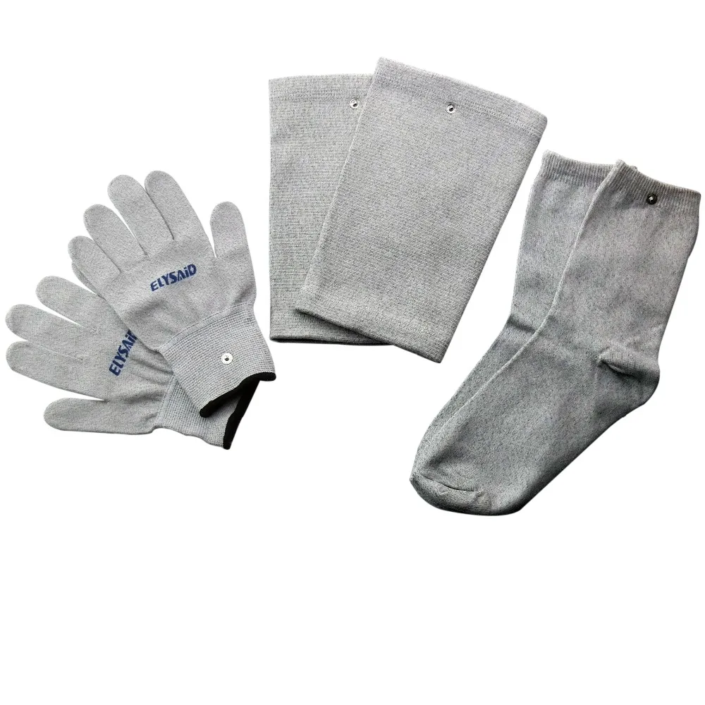 

Conductive Silver Fiber TENS/EMS Electrode Therapy Gloves+Socks+Knee Pads 3Pairs/Set Electrotherapy Unit For Phycical Therapy