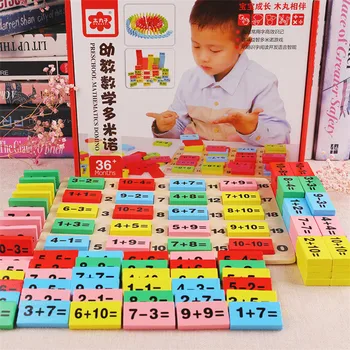 110PCS Colorful Wooden Dominoes Math Toys For Children Learning Wooden Domino Set Game Montessori Math Toy Kids Gift