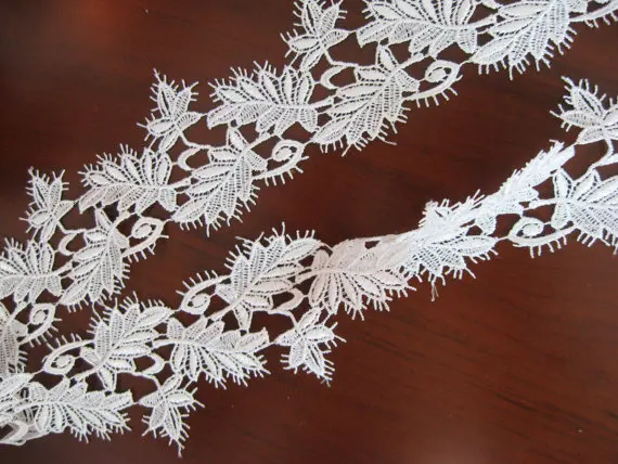 10 yards White Leaves Lace Applique Trim for Bridal necklace, Lace choker, Wedding Gown Decor Supplies