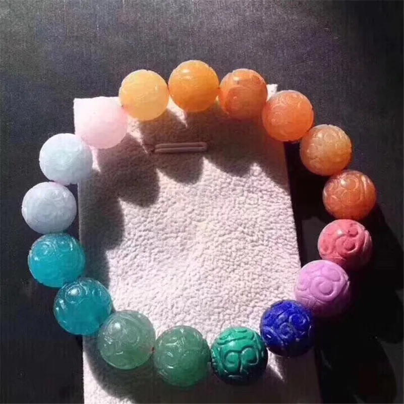 

Natural Different Mixed Stone Malachite Lapis Rainbow Rose Quartz Amazonite Rose Quartz Beads Bracelet12mm AAAAAA