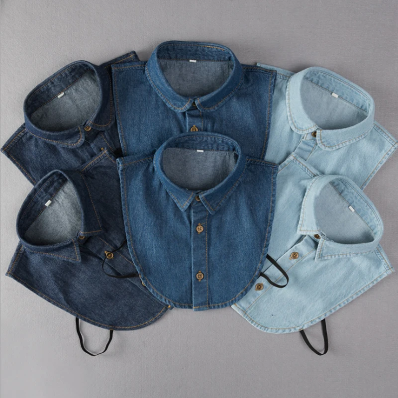 Denim Fake Collar Shirt Women 2019 New Removable Collars For Women Fake Collar Women Peter Pan Detachable Lapel Shirt Sahte Yaka