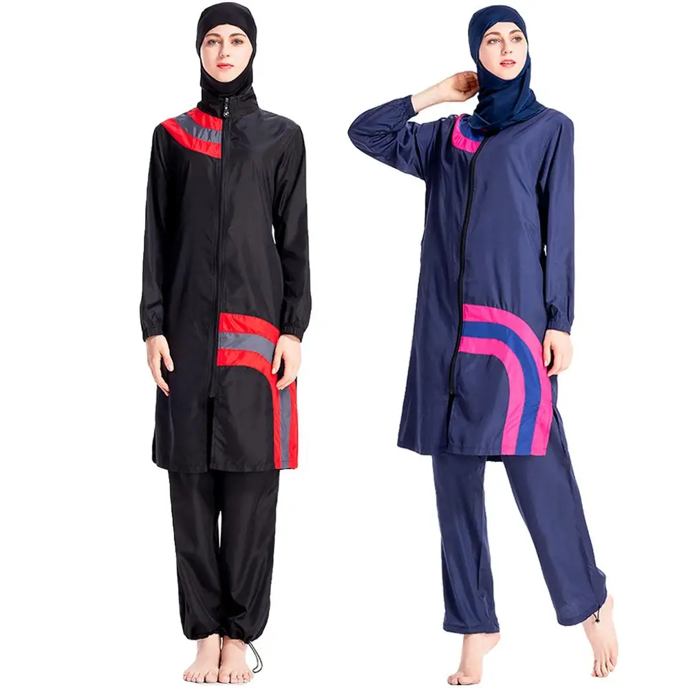 

3pcs Muslim Women Hijab Swimwear Full Cover Beachwear Islamic Burkini Swimsuit Modest Bathing Suit Swim Surf Wear Tops Trousers