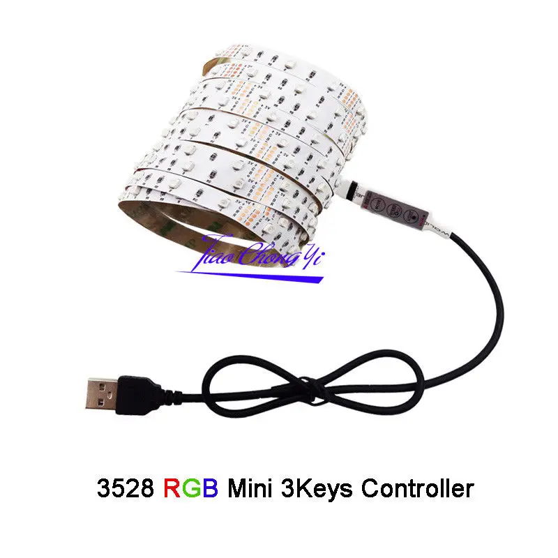 USB DC5V LED Strip Light 5050 2835 SMD RGB Bar TV White Lighting Kit + 3key / 17Key RGB USB Remote Control