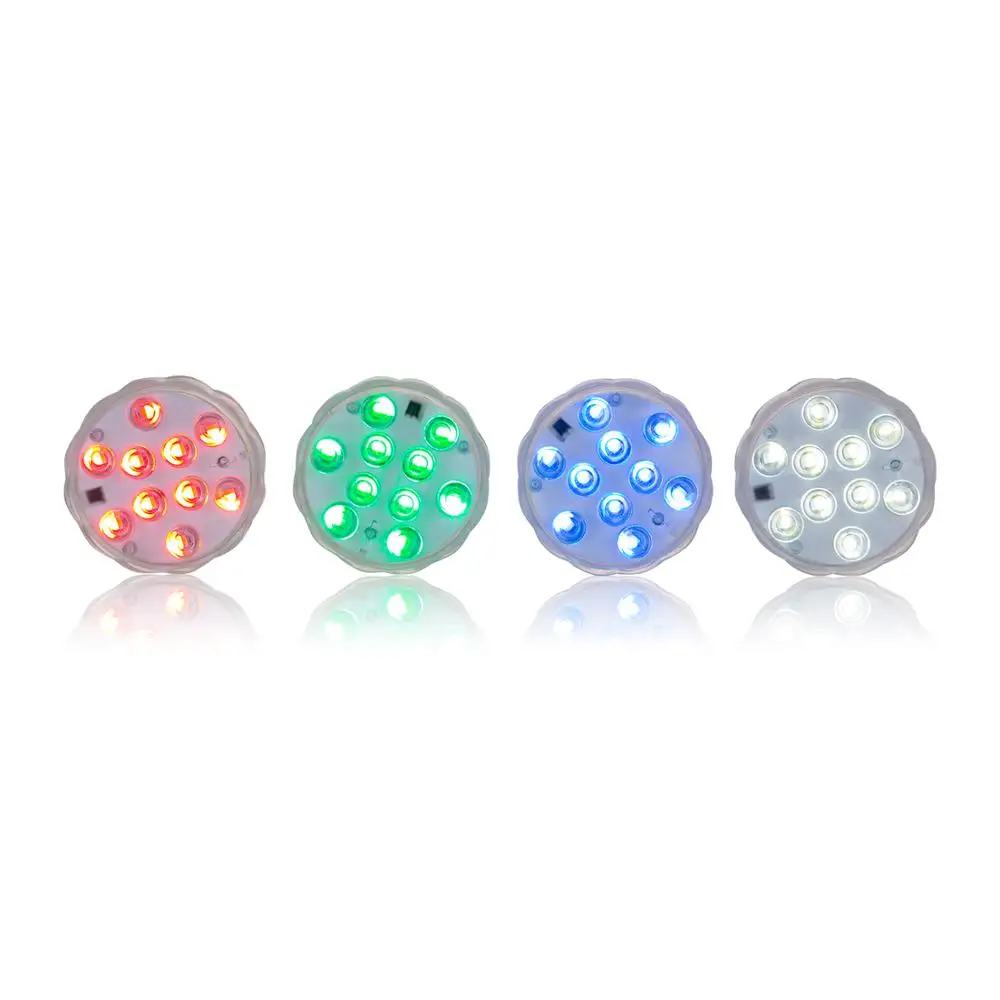 Lampe Submersible à 10 LED RGB, 50 x, étanche, multicolore, alimentée par piles, avec télécommande