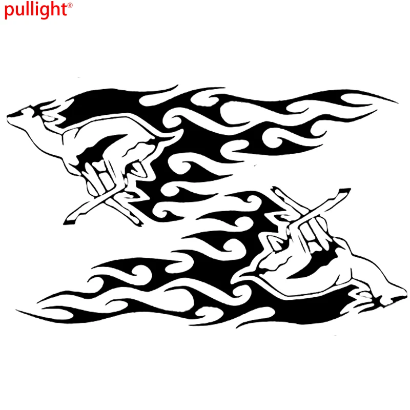 

2 X Large Car Side Fast Run Deer Flame Stickers Graphics 4x4 Decals Vinyl Decal