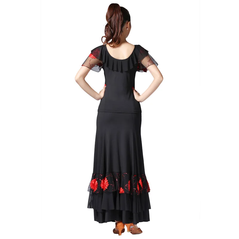 Dance Sequins Embroidery Skirt Modern Dance Competition Performance Dress National Standard Competition Dance Practice Costumes
