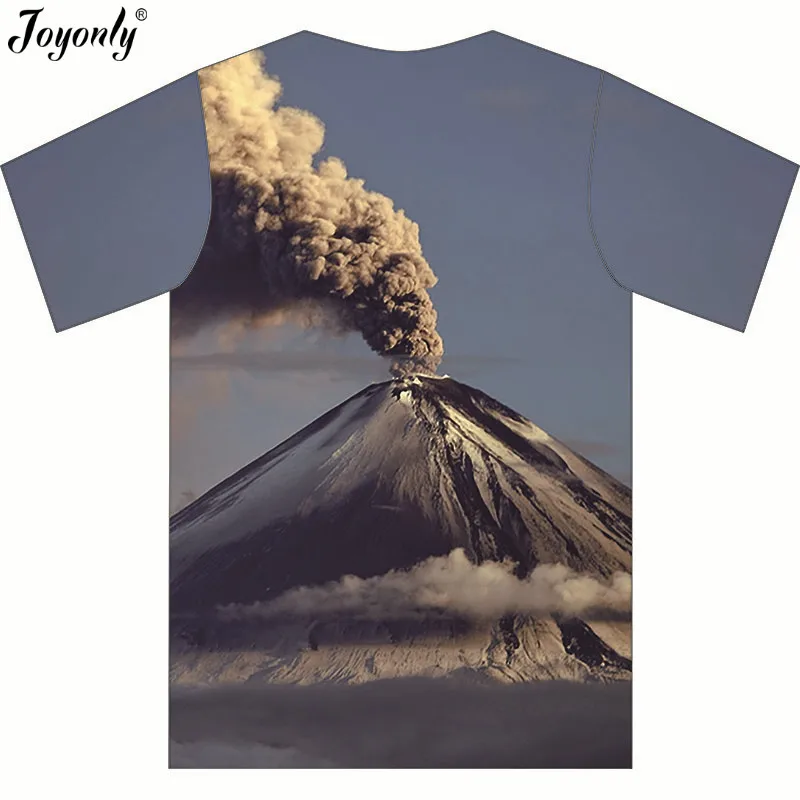 Joyonly 2023 Summer Children T Shirt With Printed Volcano Eruption Pattern O-Neck Brand Casual 3D T-Shirt Boys Girls Cool Tees