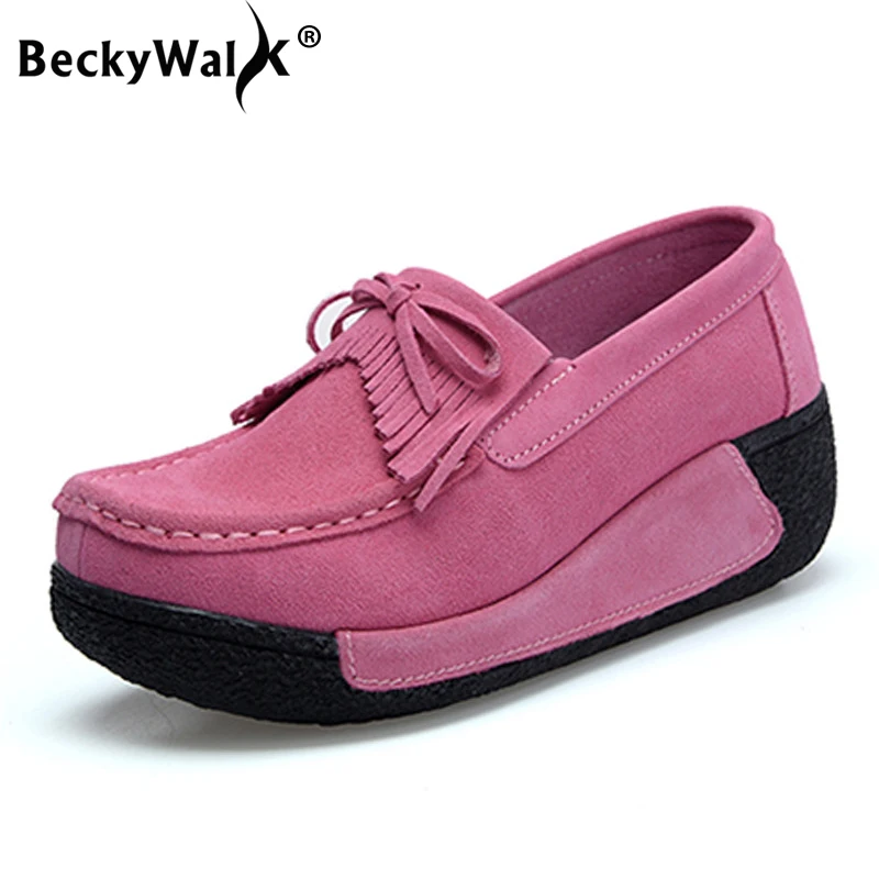 Autumn Thick Bottom Platform Sneakers Women Shoes Suede Leather Casual Shoes Women Tassels zapatos mujer Loafer 3351/3352