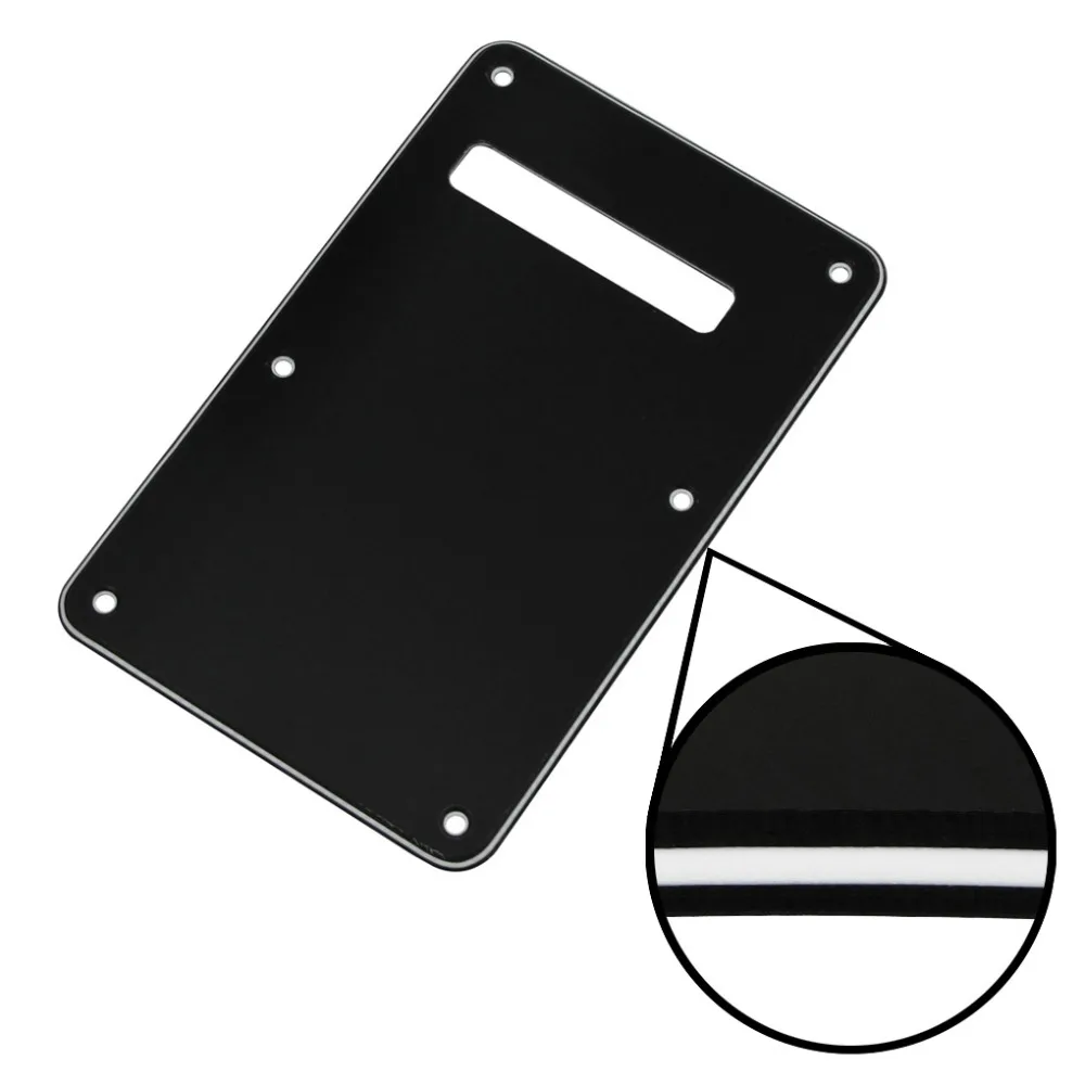 FLEOR Black 3Ply Guitar Backplate Back Plate Tremolo Cavity Cover Scratch Plate with Screws For FD ST