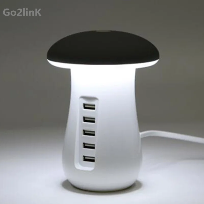 

6 Ports USB HUB Mushroom Table Lamp Charger QC 3.0 Fast Charging Station Phone Adapter For Iphone 6 Samsung S8 Huawei P10