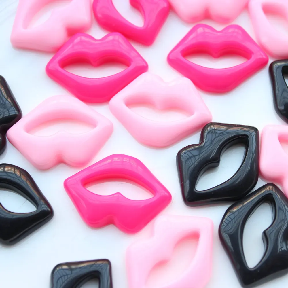 100pcs big 30mm Kawaii deco decoden makeup cabochon resin lips kiss mix color DIY cell phone case Scrapbooking / craft art