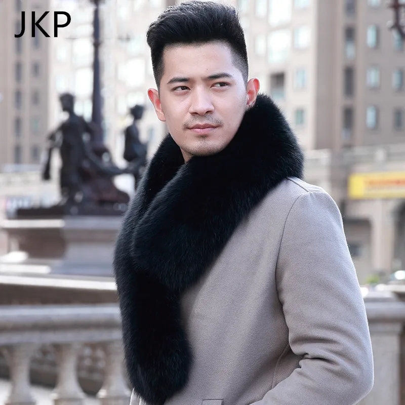 winter new men's real big Luxury  fox fur square collar bib real fur warm big fur Warm collar fur collar multifunction  Shawl