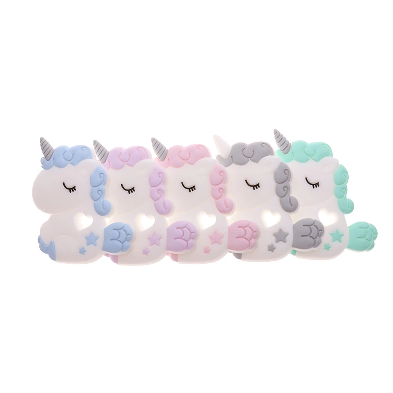 2PCS Unicorn Silicone Baby Teether Koala BPA Free Newborn Teething Necklace Pendant Accessory DIY Pacifier Appease Chain Beads