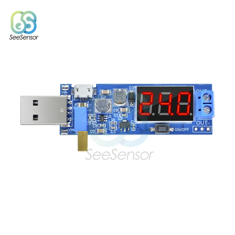 DC-DC 5V to 1.2 -24V Micro USB Step UP/Down Power Supply Module Adjustable Boost Buck Converter LED Digital Display