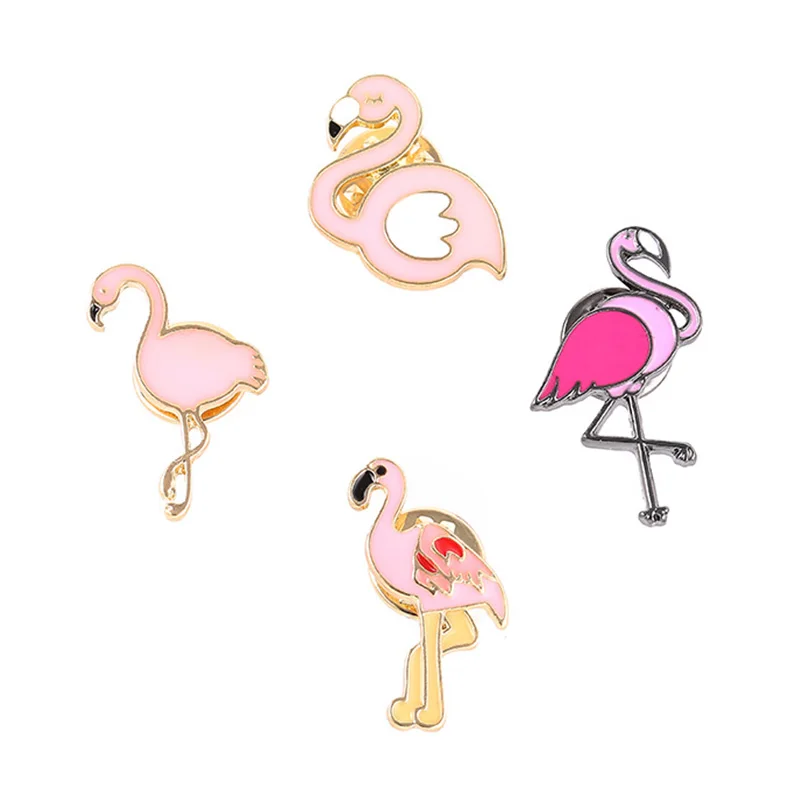 Fashion Cute Flamingo Dripping Oil Brooch Enamel Denim Clothes Icons Backpack Pin Badge Decoration Gift