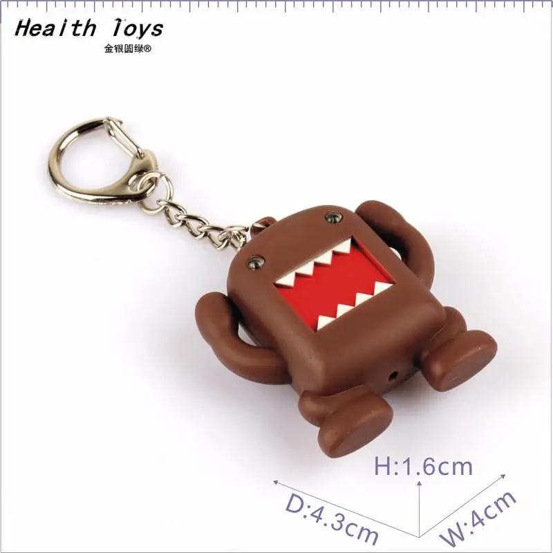 Ultra Brilhante LED Mini Domo Kun Action Figure Chaveiro, Lanterna Chaveiros com Som, Kawaii Action Figure Brinquedos, Presentes Bonitos para Crianças