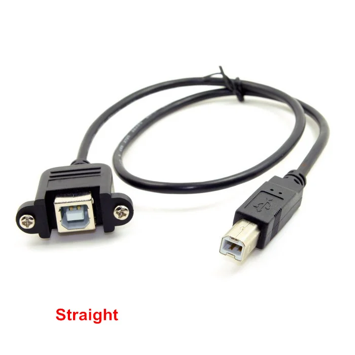 50cm 70cm 100cm Straight & Left & Right angled USB B Male to Female extension cable with screws for Panel Mount 0.5m 0.7m 1m