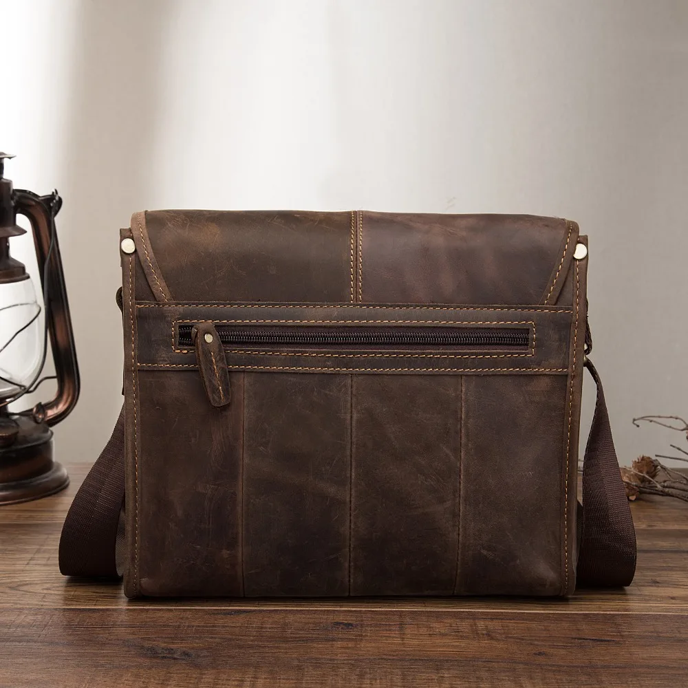 Original Leather Male Casual Design Student Shoulder Messenger Crossbody bag Fashion College Satchel 10\