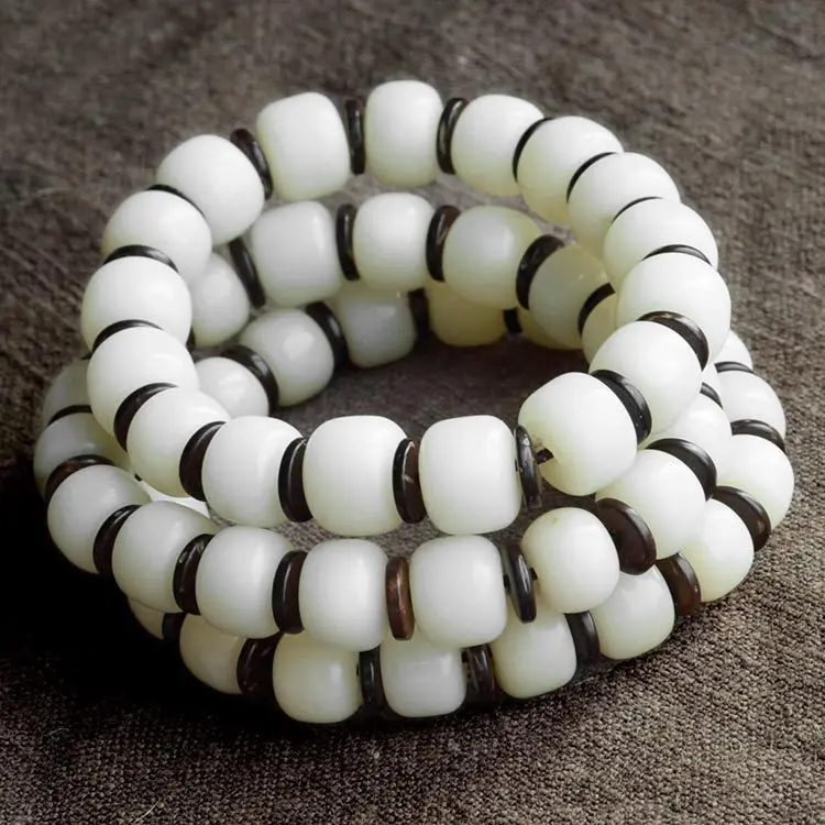 

Wholesale 10PCS Natural White Bodhi Apple Beads Coconut Bracelets 8x6mm Free Shipping