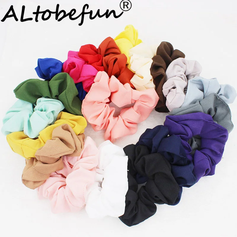 ALTOBEFUN Solid Women Scrunchies Fashion Elastic Hair Holder Girl Chiffon Hair Accessories Lady Hairties Hairbands ACH008