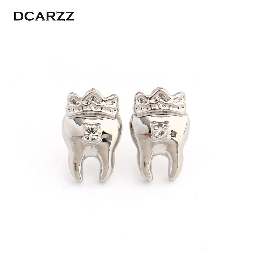 Crown Teeth Crystals Stud Earrings Dentist Medical Jewelry for Nurse/Doctor/Dental Student Science Jewellry Milk Tooth Gift