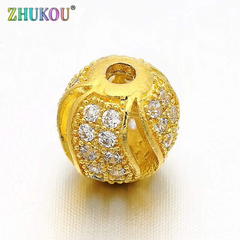 7mm Brass Cubic Zirconia Crystal Spacer Beads DIY Jewelry Bracelet Necklace Making, Hole: 1.5mm, Model: VZ21