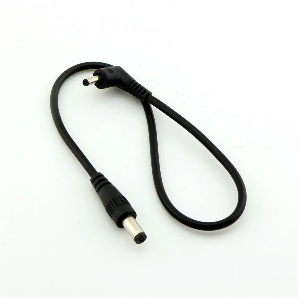 1pc DC Power 5.5mm x 2.1mm Male Plug to 3.5mm x 1.35mm Male Right Angle Plug Adapter Connector Cable 30cm/1ft