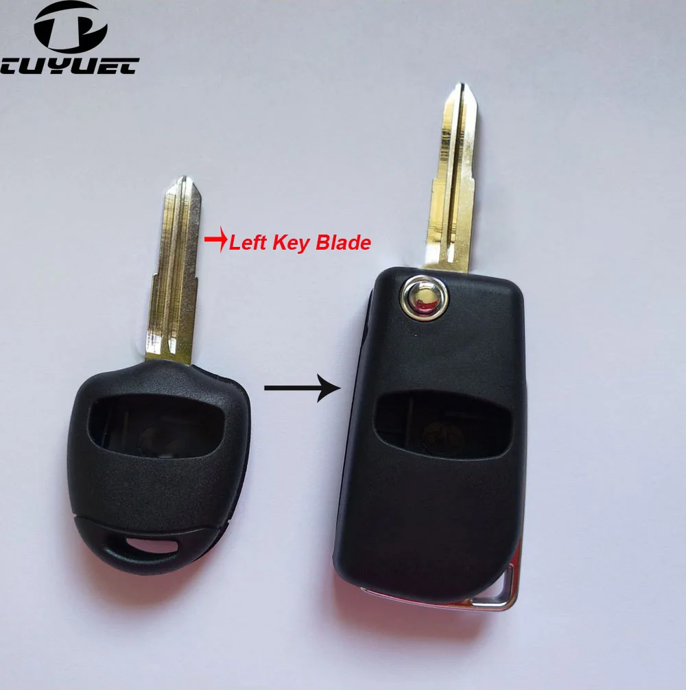 

2 Buttons Car Key Blanks Case For Mitsubishi Pajero Modified Flip Folding Remote Key Shell Left Blade