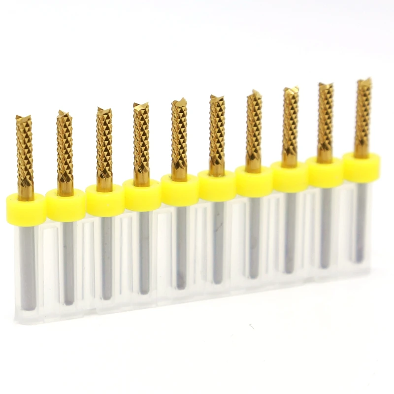 2.5mm Titanium Coating PCB Strawberry Milling Cutter 10PCS CNC Wood Router Metal Aluminum Cutting Machine Accessories Tool