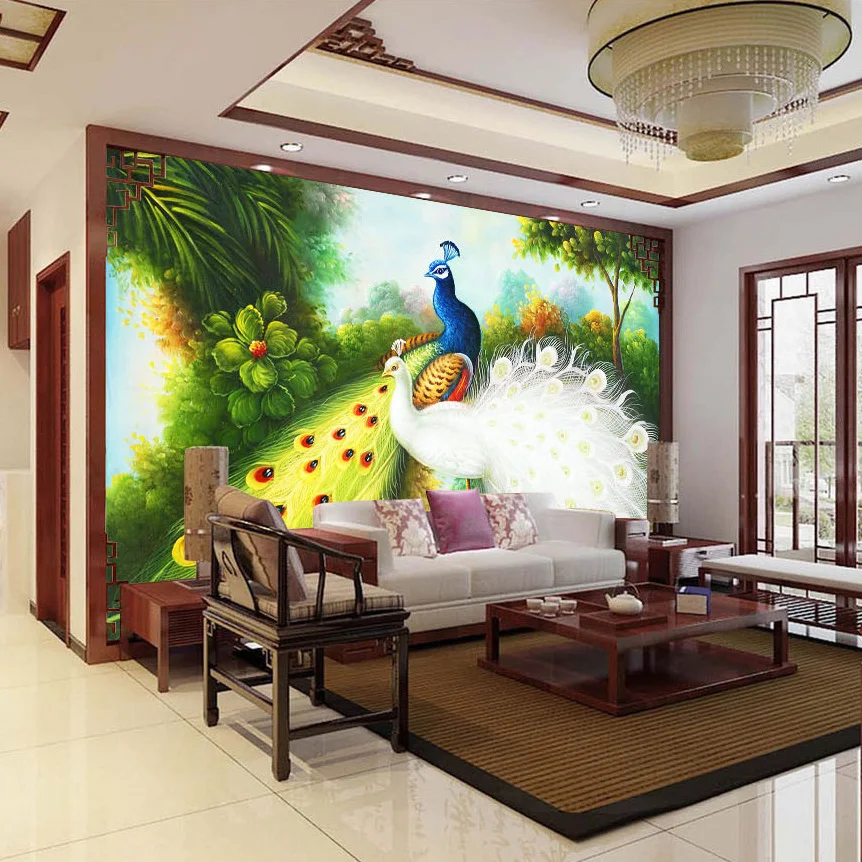 

Custom Any Size 3D Photo Wallpaper Peacock Background Home Decor Wall Painting Modern Living Room Sofa Bedroom Mural Wall Paper