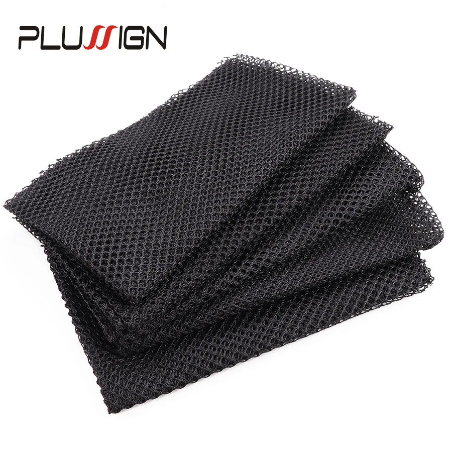 Plussign 5Pcs 100% 폴리 에스터 통기성 직물 검은 머리 직조 그물 Stretchable Hairnets 가발을 만들기위한 Hairnets 직조 