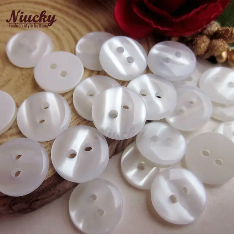 Niucky 10mm - 12mm 20L 2 Holes Double-deck Ripple Bread Shirt Buttons for Sewing Basic Resin Clothing Button R0101-013