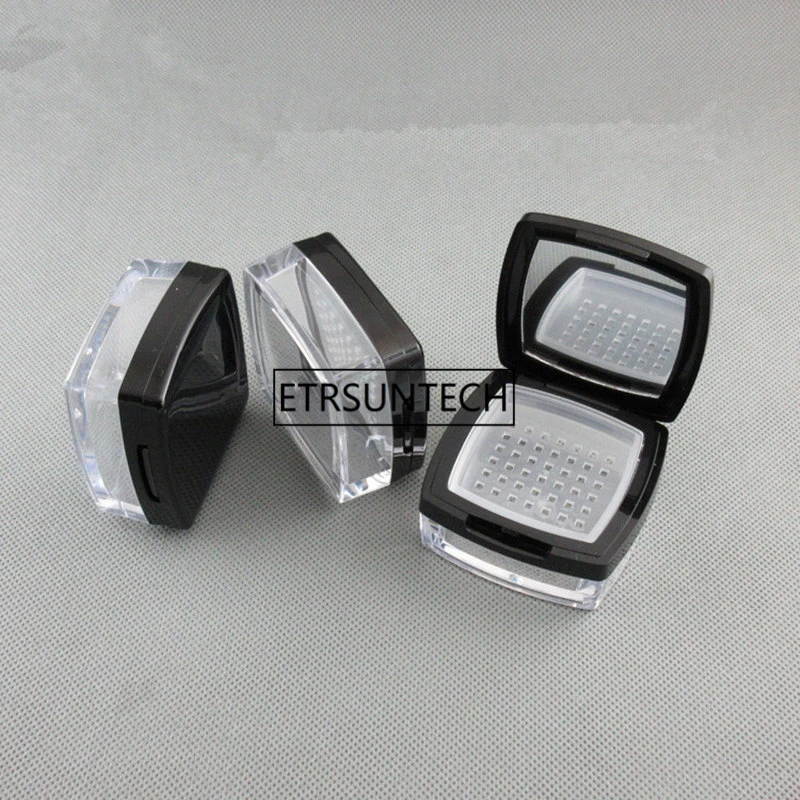 10g Empty Black Loose Powder Case With Mirror,Sifter Square Loose Powder Box With Sifter, Plastic Cosmetic Powder box F20171267