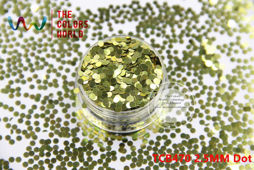 TCB470 Putaran Dot Bentuk pola warna 2.5 MM Ukuran glitter spangles untuk nail Art dan dekorasi DIY lainnya