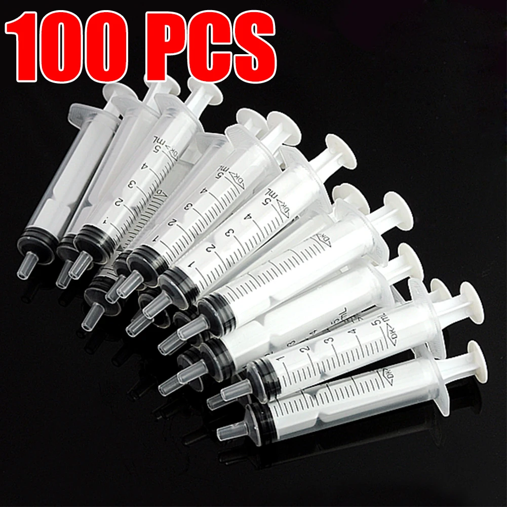 No needle! 5 10 20 50 100Pcs Reusable 5ML Hydroponics Plastic Nutrient Health Measuring Nutrient Syringe Tools Sampler syringe