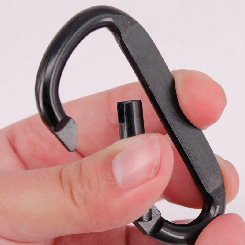 7 cm Karabiner aus Aluminiumlegierung, schwarzer D-Ring, Schlüsselanhänger-Clip, Camping-Schlüsselanhänger, Karabinerhaken, Outdoor-Reiseset GYH – Detail 10