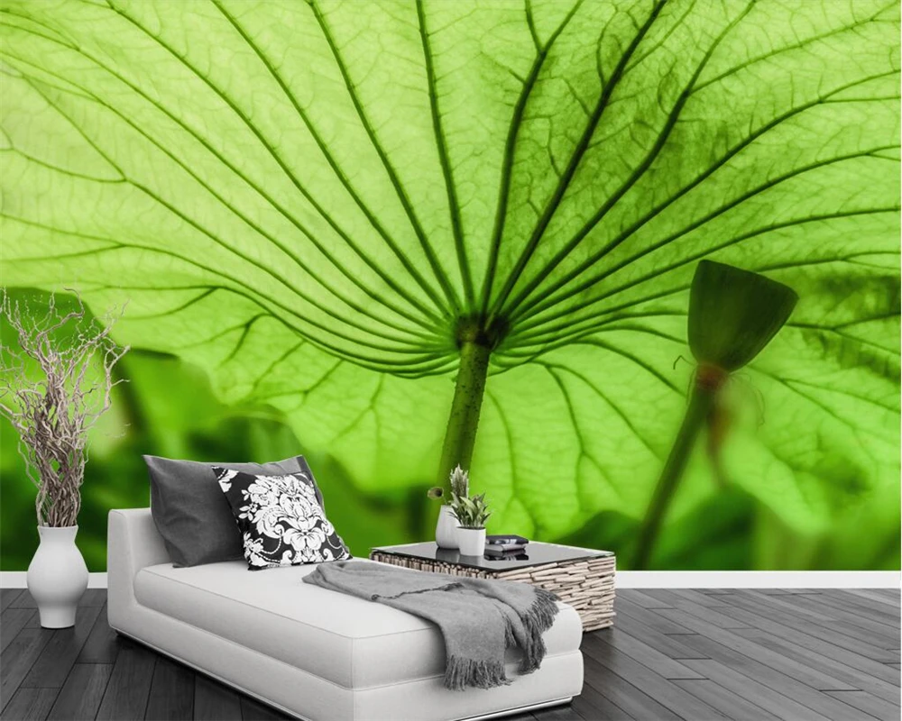 

Beibehang Custom wallpaper lotus leaf rural wind TV background wall modern minimalist living room bedroom backdrop 3d wallpaper