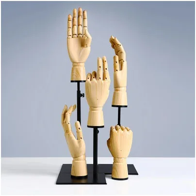 

Fashionable New Arrival Wooden Hand Mannequin Hand Model With Metal Base On Sale