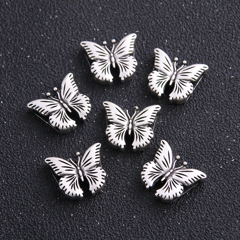 6PCS 16*19mm Butterfly Leather Beads Two Color Blank Cabochon Setting Diy Bracelets Making Supplies For 10mm Leather